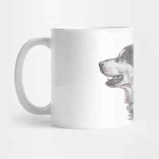 Classic Siberian Husky Dog Profile Drawing Mug